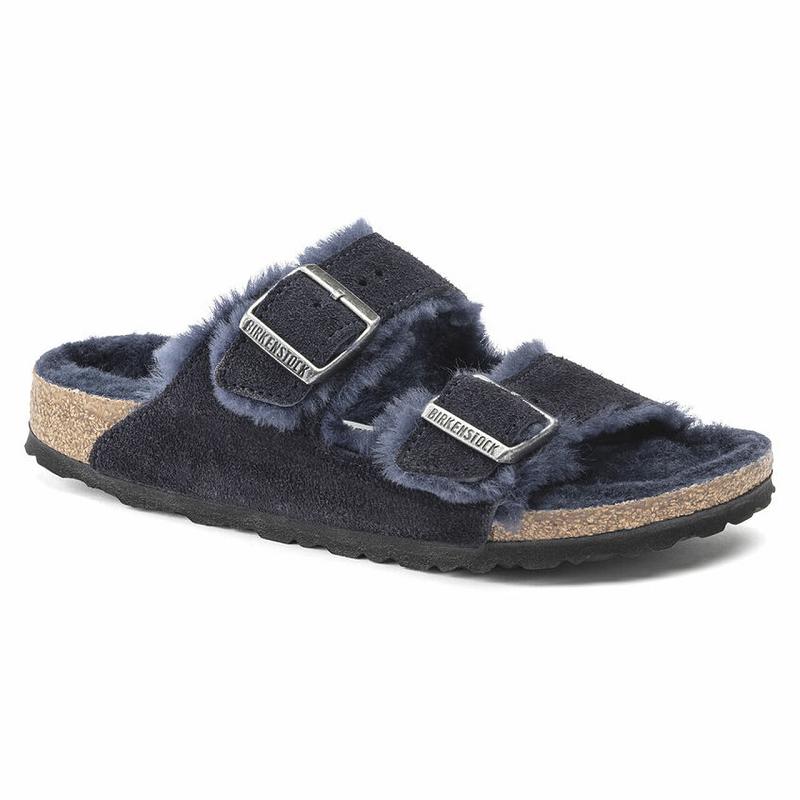 Birkenstock Shearling Ruskind Læder Arizona Dame Blå | DK 80AHK